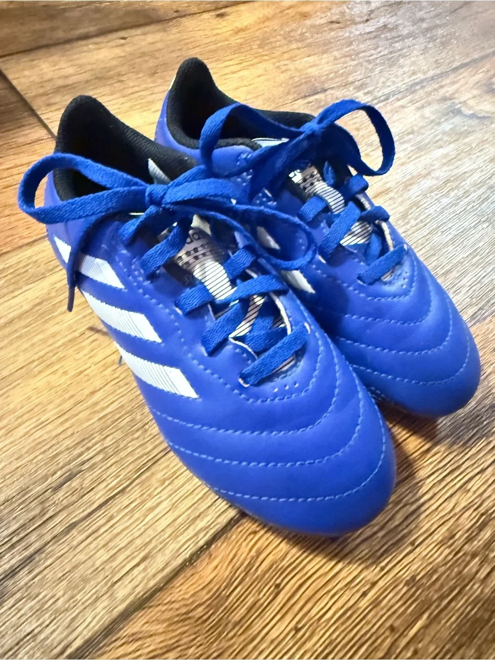 Adidas Kids Blue Soccer cleats with White Stripes- size: 12